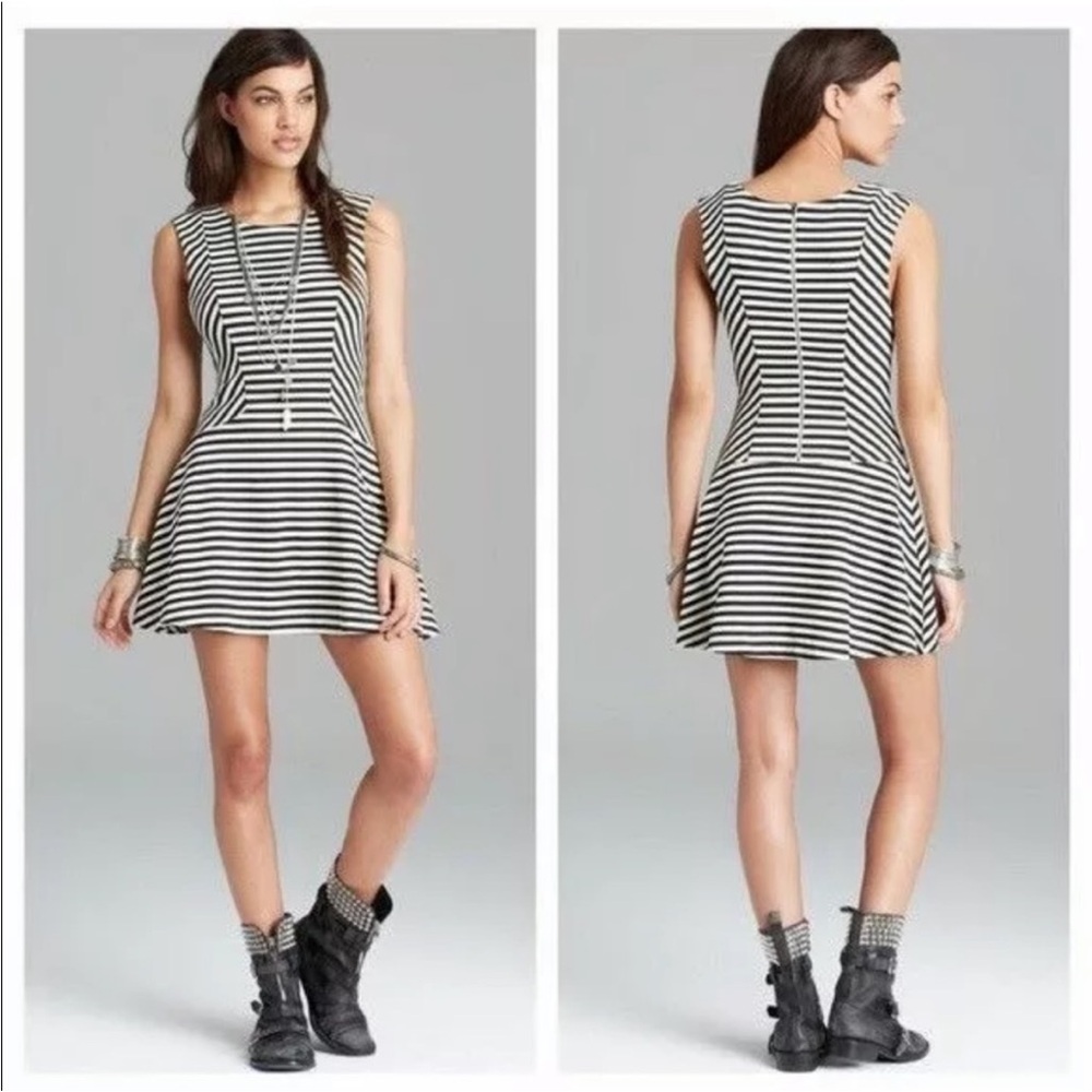 FREE PEOPLE womans Striped Skater mini Dress size Small